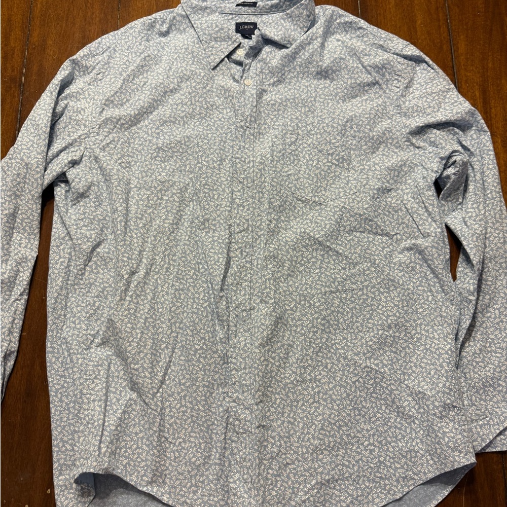 J. Crew Light Blue Patterned Casual Shirt